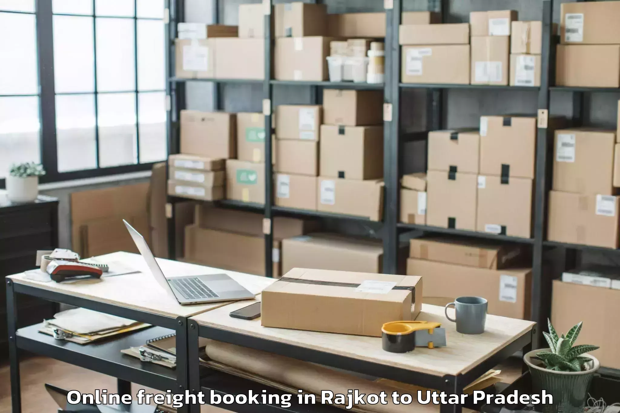 Top Rajkot to Phoenix United Mall Lucknow Online Freight Booking Available